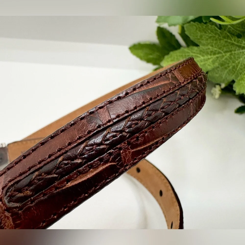 Vintage Brighton Women's  Brown Leather Belt Embelishments